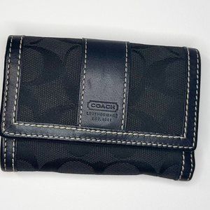 Coach Trifold Wallet Black Jacquard